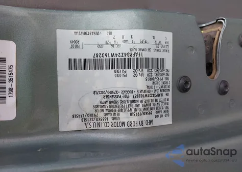 2004 Ford Focus Se from USA, damaged, VIN 1FAFP34Z24W163287